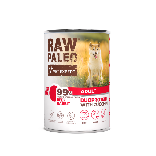 Raw Paleo Adult DUAL govedina/kunec z bučko