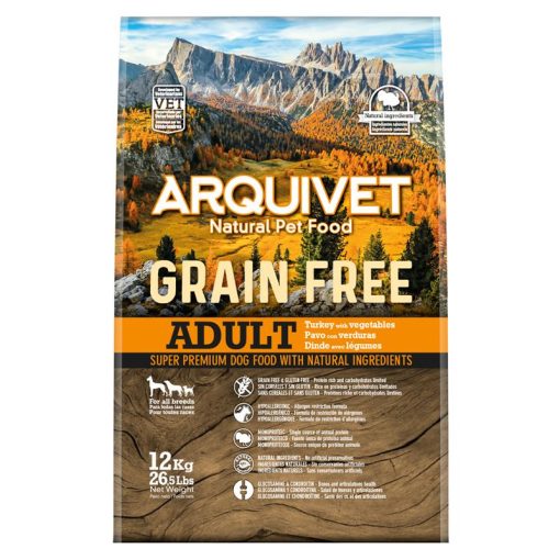 Arquivet Grain Free Adult Puran z zelenjavo briketi 12 kg - spredaj