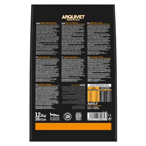 Arquivet Grain Free Adult Puran z zelenjavo briketi 12 kg - zadaj