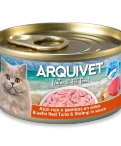 Modroplavuti tun in kozice v omaki - mokra hrana za mačke